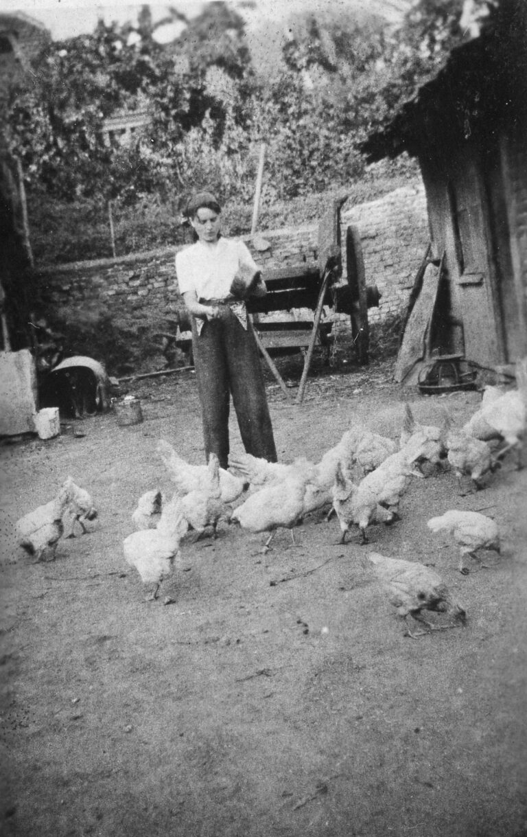 Jes (Agnes) en de kippen voeren
(foto nr: 064-1)