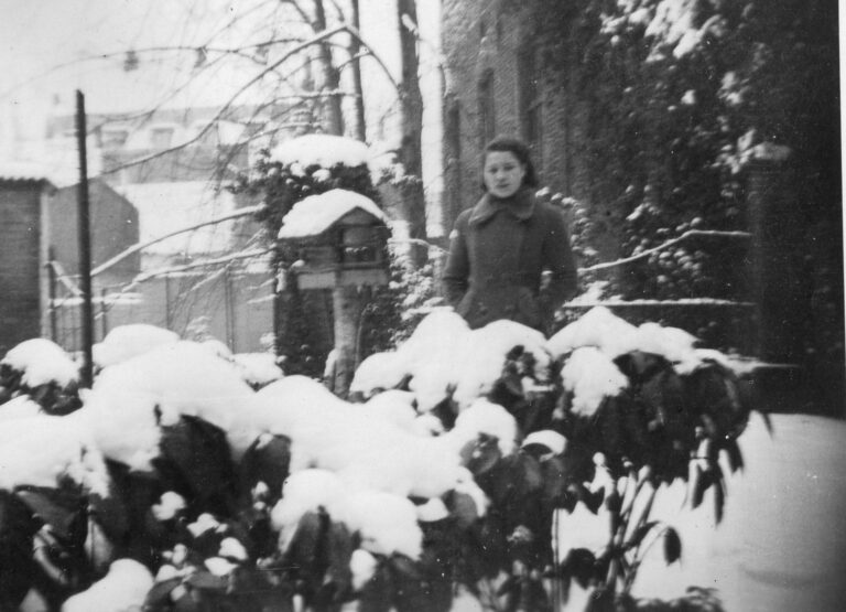 Jes in de sneeuw
tuin Bongers, Neerstraat 9, Roermond ?
(foto nr: 079-1)